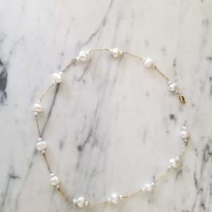 Seed pearl and 14k gold choker